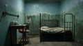 Gloomy Russian Prison Cell With Dirty Bed - 8k Resolution Photo