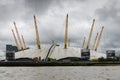 Gloomy sky over the O2 Arena dome on the Greenwich Peninsula