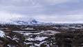 Gloomy snowy volcanic landscape