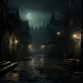 Gloomy street in Gothic style