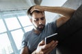 Gloomy unhappy man suffering from depression Royalty Free Stock Photo