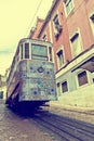 The Gloria Funicular Ascensor da Gloria in Lisbon, Portugal