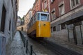 The Gloria Funicular Elevador da Gloria in the city of Lisbon, Portugal. Gloria Funicular connects the Pombaline downtown with B Royalty Free Stock Photo