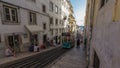 The Gloria Funicular Elevador da Gloria in the city of Lisbon , Portugal. Royalty Free Stock Photo