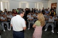 Gloria trevi speaks before teenage inmates.