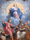 Virgin Mary with St. John the Evangelist, Augustine, John Chrysostom and Gregory the Great Royalty Free Stock Photo