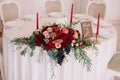 Glorious autumn bouquet on guest wedding table Royalty Free Stock Photo