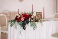 Glorious autumn bouquet on guest wedding table Royalty Free Stock Photo