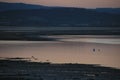 Glorious but freezing Sunset over a Scottish coastal village Bay