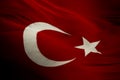 Glorious Real Turkish flag background texture waving with real wrinkles on it Royalty Free Stock Photo