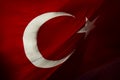 Glorious Real Turkish flag background texture waving with real wrinkles on it Royalty Free Stock Photo