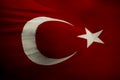 Glorious Real Turkish flag background texture waving with real wrinkles on it Royalty Free Stock Photo