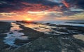 Glorious sunrise Culburra beach rock shelf Royalty Free Stock Photo