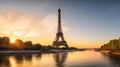 A Glorious Sunrise Embraces the Eiffel Tower. Royalty Free Stock Photo