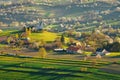 Glorious sunrise over grassy spring rural landscape Royalty Free Stock Photo