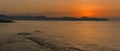 A glorious sunset agross the Gulf of Palermo as seen from the beach at Aspra Sicily Royalty Free Stock Photo