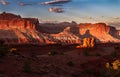 Glorious sunset on the rock formations of Capitol Reef National Park in Utah