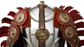 Glorious Valor: Roman Soldier\'s Breastplate Gleams on White Canvas