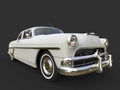 Glorious vintage pearl white car - front wheel closeup shot