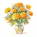 Glorious Watercolor Yellow Carnations In A Dansaekhwa Style Vase