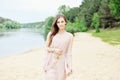 Glorious young woman in white dress Royalty Free Stock Photo