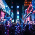 Glory Parade: Futuristic Cityscape with LED Screens and Grand Parade