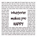 Glossary square illustration. Conceptual text art about happiness. List of words and things that make people happy