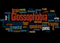 Glossophobia fear of speaking in public word cloud concept 3 Royalty Free Stock Photo