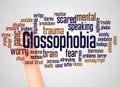 Glossophobia fear of speaking in public word cloud and hand with marker concept Royalty Free Stock Photo