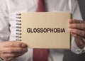 Glossophobia inscription. Fear and phobia of public speaking Royalty Free Stock Photo