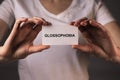 Glossophobia inscription. Fear and phobia of public speaking