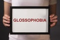 Glossophobia word. Fear of public speaking