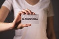 Glossophobia word. Fear of public speaking