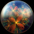 Glossy abstract fractal flower button