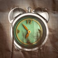 Glossy alarm clock painted on paper Royalty Free Stock Photo