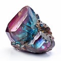 A glossy Alexandrite nugget with a color shifting effect, displayed on a white background, Ai Generated