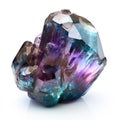 A glossy Alexandrite nugget with a color shifting effect, displayed on a white background, Ai Generated