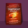 Glossy american football in fire for Football Championship Leag