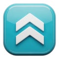 Glossy aqua blue square icon featuring two white upward pointing arrows symbolizing growth and progress Royalty Free Stock Photo