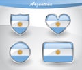 Glossy Argentina flag icon set Royalty Free Stock Photo