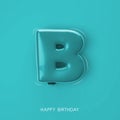 Letter glossy B blue balloon font. 3d illustration. Happ birthday Royalty Free Stock Photo