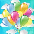 Glossy balloons on a sky background