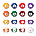 Glossy billiard balls set Royalty Free Stock Photo