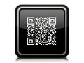 A glossy black button with a centered qr code on a white background Royalty Free Stock Photo