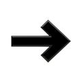 Glossy Black 3D Arrow Pointing Right on White Background Keywords: arrow, direction, right, pointing, black, glossy, shiny, smooth Royalty Free Stock Photo