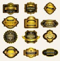 Glossy black gold vintage and retro badges design Royalty Free Stock Photo