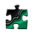 Glossy Black and Green 3D Puzzle Piece Royalty Free Stock Photo