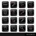 Glossy Black Icons Set Royalty Free Stock Photo