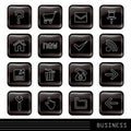 Glossy black icons set Royalty Free Stock Photo