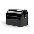 Glossy Black Mailbox on White Background